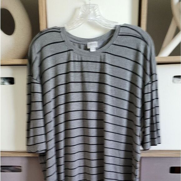 Armani Collezioni Gray Striped Short Sleeve Tee - Picture 3 of 8